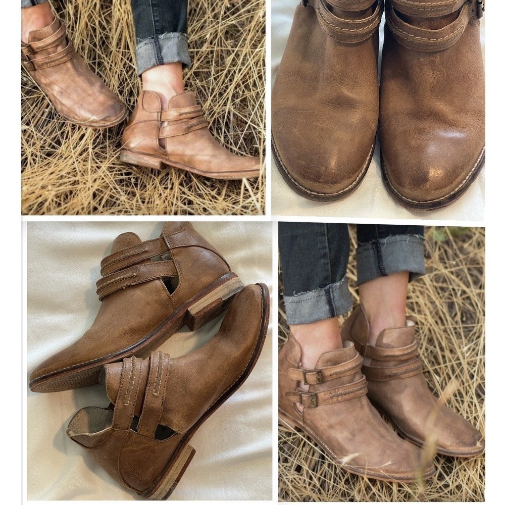 Free People Braeburn Ankle Bootie‎ Tobacco Leather Women's 36 US 6 Brown
